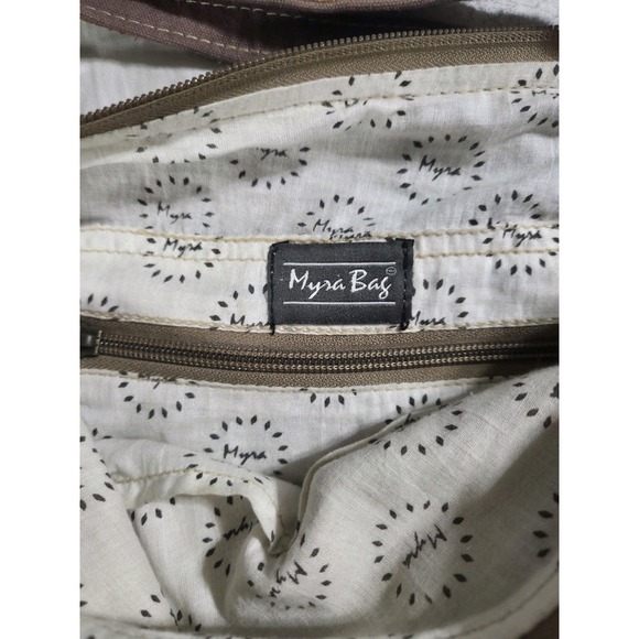 Myra Bag Buttercup Upcycled Canvas & Cowhide Shoulder Bag Western - Picture 3 of 6